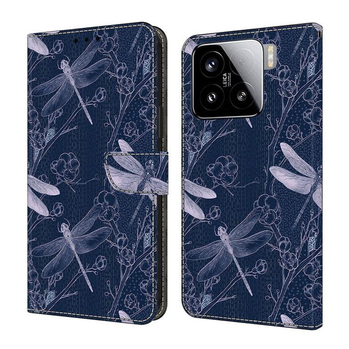 Funda para teléfono de cuero vegano pintado con efecto cristal, For Xiaomi 15 Pro, For Xiaomi 15