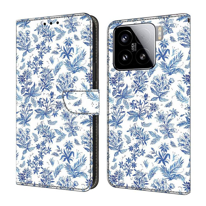 Funda para teléfono de cuero vegano pintado con efecto cristal, For Xiaomi 15 Pro, For Xiaomi 15