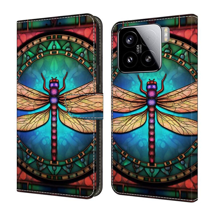 Funda para teléfono de cuero vegano pintado con efecto cristal, For Xiaomi 15 Pro, For Xiaomi 15