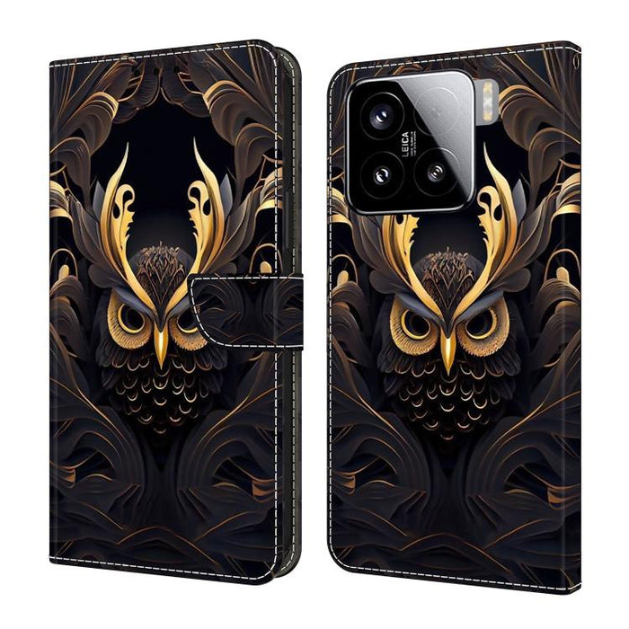 Funda para teléfono de cuero vegano pintado con efecto cristal, For Xiaomi 15 Pro, For Xiaomi 15