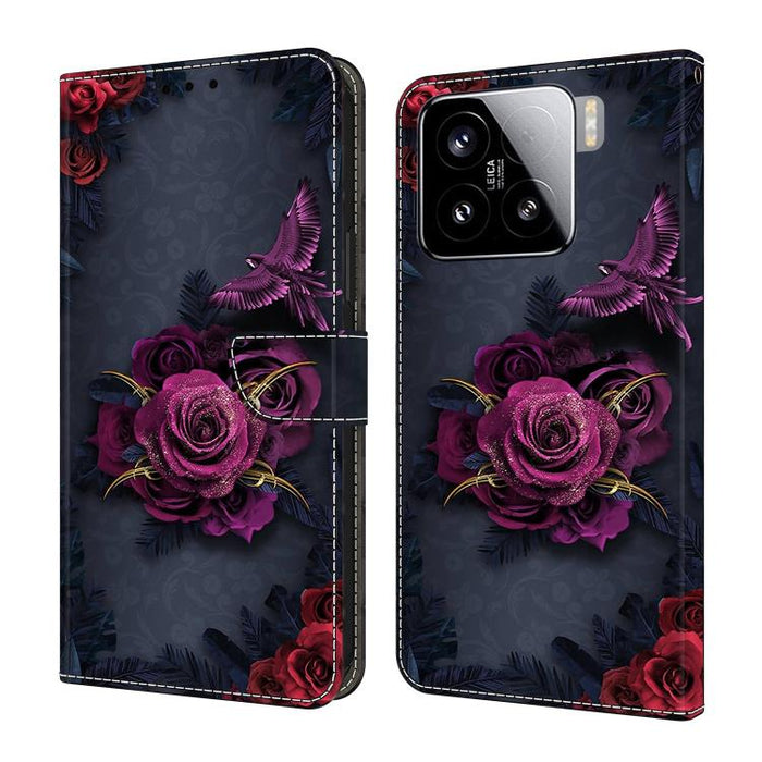 Funda para teléfono de cuero vegano pintado con efecto cristal, For Xiaomi 15 Pro, For Xiaomi 15