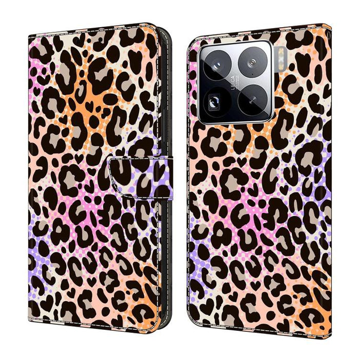 Funda para teléfono de cuero vegano pintado con efecto cristal, For Xiaomi 15 Pro, For Xiaomi 15