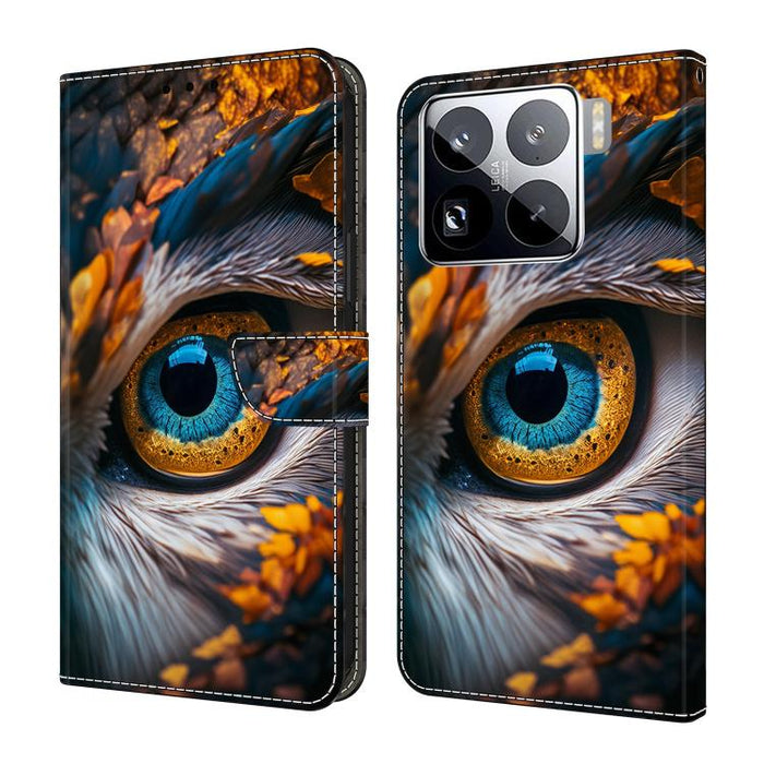 Funda para teléfono de cuero vegano pintado con efecto cristal, For Xiaomi 15 Pro, For Xiaomi 15