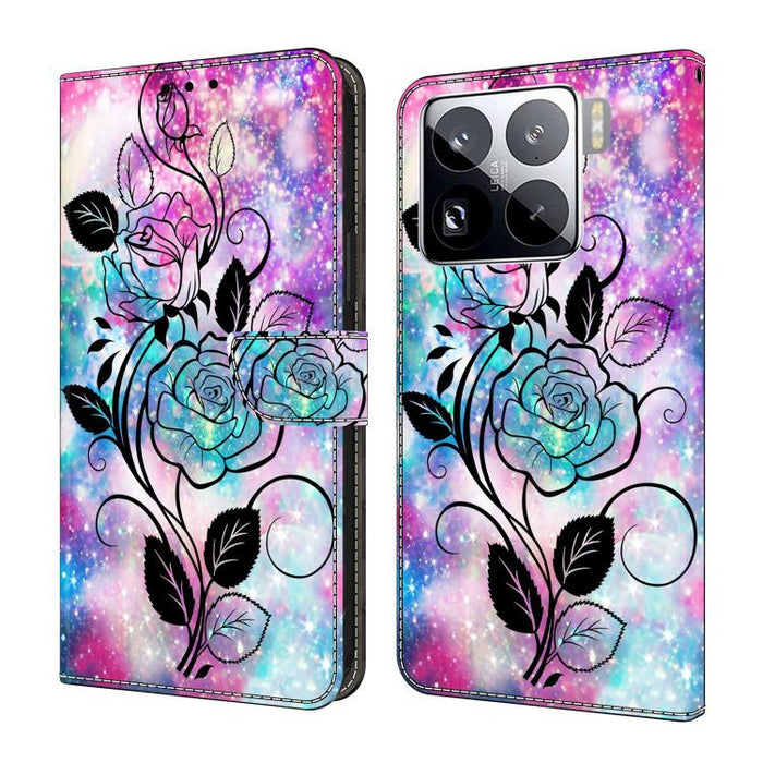 Funda para teléfono de cuero vegano pintado con efecto cristal, For Xiaomi 15 Pro, For Xiaomi 15