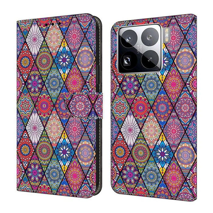 Funda para teléfono de cuero vegano pintado con efecto cristal, For Xiaomi 15 Pro, For Xiaomi 15