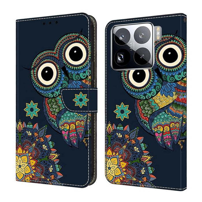 Funda para teléfono de cuero vegano pintado con efecto cristal, For Xiaomi 15 Pro, For Xiaomi 15