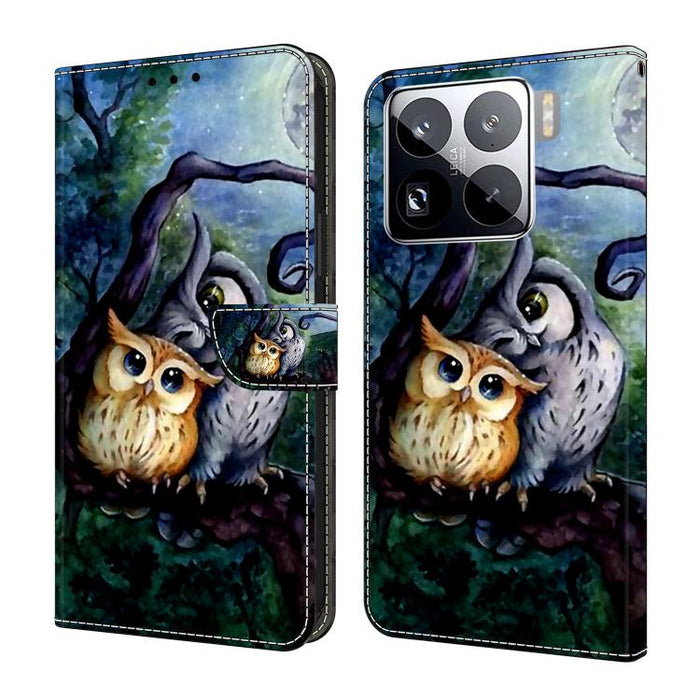 Funda para teléfono de cuero vegano pintado con efecto cristal, For Xiaomi 15 Pro, For Xiaomi 15