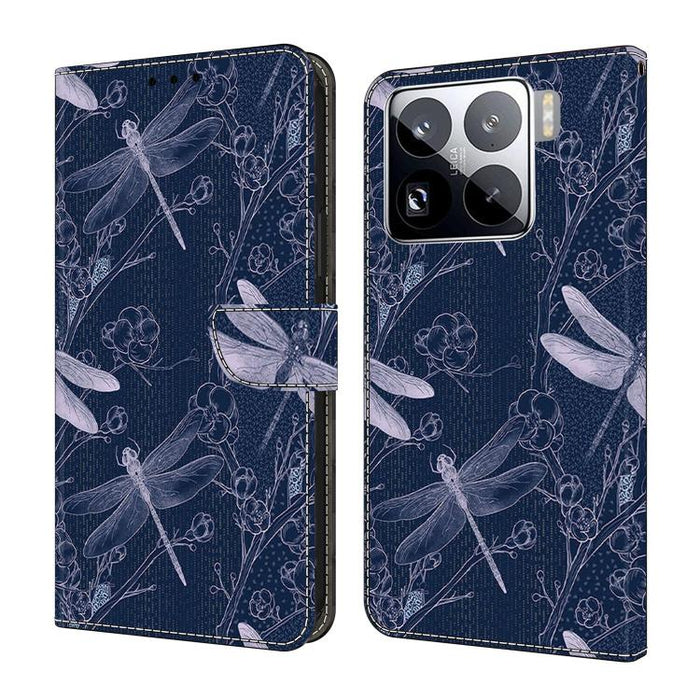 Funda para teléfono de cuero vegano pintado con efecto cristal, For Xiaomi 15 Pro, For Xiaomi 15