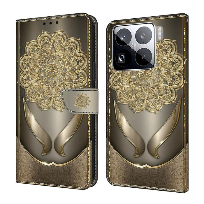 Funda para teléfono de cuero vegano pintado con efecto cristal, For Xiaomi 15 Pro, For Xiaomi 15