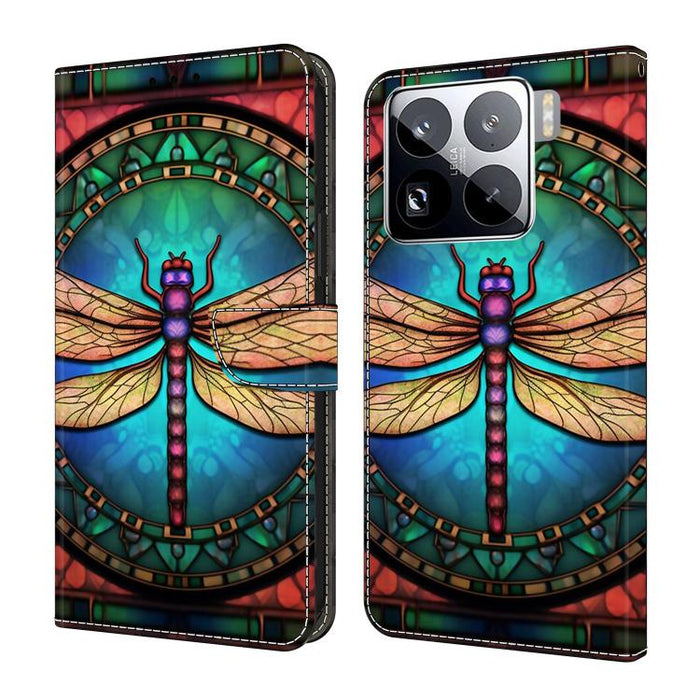 Funda para teléfono de cuero vegano pintado con efecto cristal, For Xiaomi 15 Pro, For Xiaomi 15