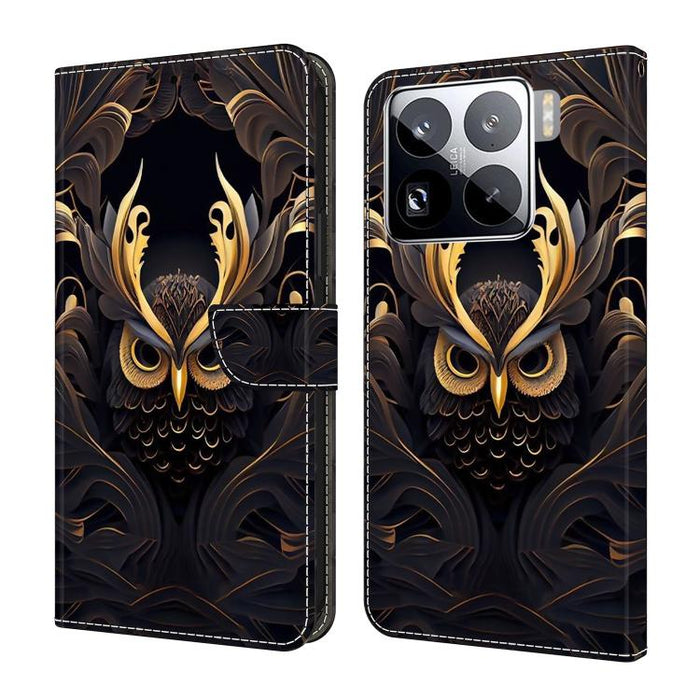 Funda para teléfono de cuero vegano pintado con efecto cristal, For Xiaomi 15 Pro, For Xiaomi 15
