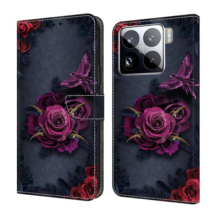 Funda para teléfono de cuero vegano pintado con efecto cristal, For Xiaomi 15 Pro, For Xiaomi 15
