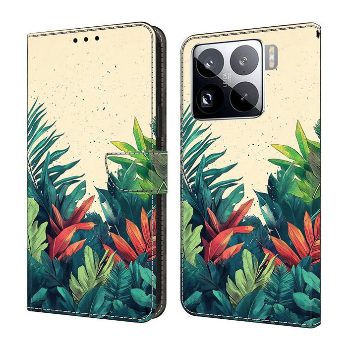 Funda para teléfono de cuero vegano pintado con efecto cristal, For Xiaomi 15 Pro, For Xiaomi 15