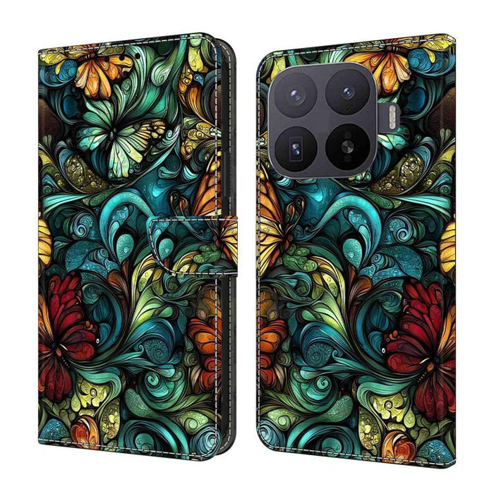 Funda para teléfono de cuero vegano pintado con efecto cristal, For Xiaomi 17T Pro 5G, For Xiaomi 17T 5G, For Xiaomi 15 Pro, For Xiaomi 15