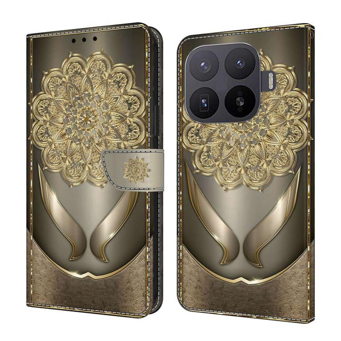 Funda para teléfono de cuero vegano pintado con efecto cristal, For Xiaomi 17T Pro 5G, For Xiaomi 17T 5G, For Xiaomi 15 Pro, For Xiaomi 15