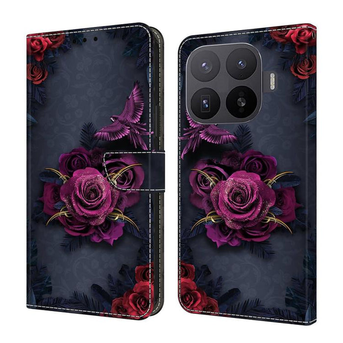 Funda para teléfono de cuero vegano pintado con efecto cristal, For Xiaomi 17T Pro 5G, For Xiaomi 17T 5G, For Xiaomi 15 Pro, For Xiaomi 15