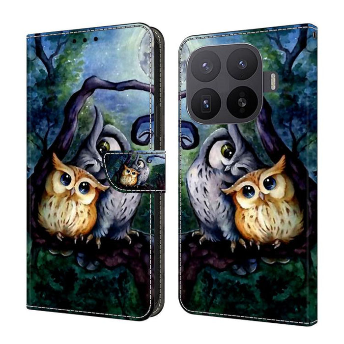 Funda para teléfono de cuero vegano pintado con efecto cristal, For Xiaomi 17T Pro 5G, For Xiaomi 17T 5G, For Xiaomi 15 Pro, For Xiaomi 15