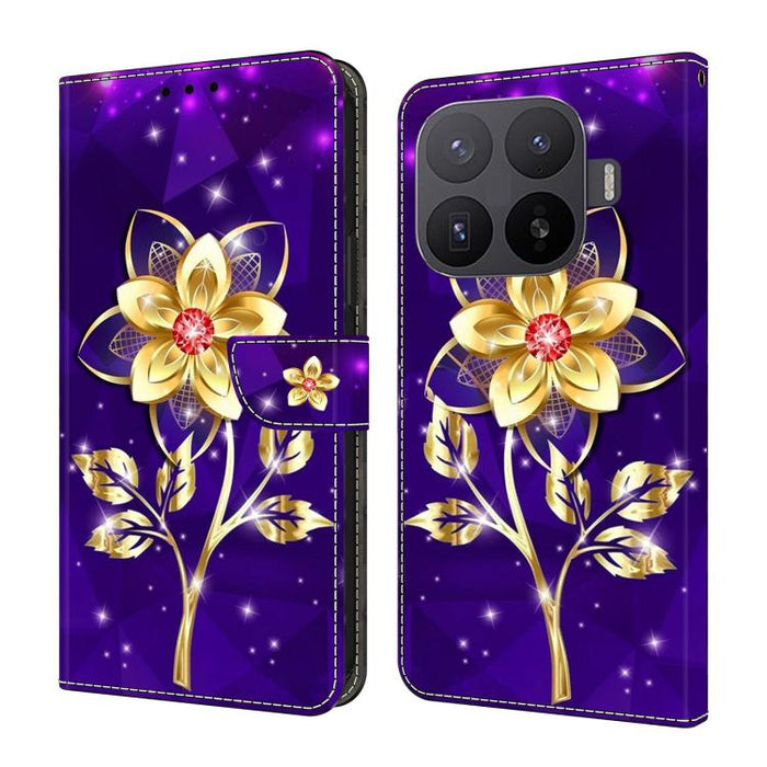 Funda para teléfono de cuero vegano pintado con efecto cristal, For Xiaomi 17T Pro 5G, For Xiaomi 17T 5G, For Xiaomi 15 Pro, For Xiaomi 15