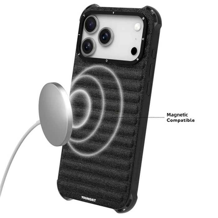 Funda magnética para teléfono YOUNGKIT con textura de tela vaquera y TPU., For iPhone 17 Pro Max, For iPhone 17 Pro