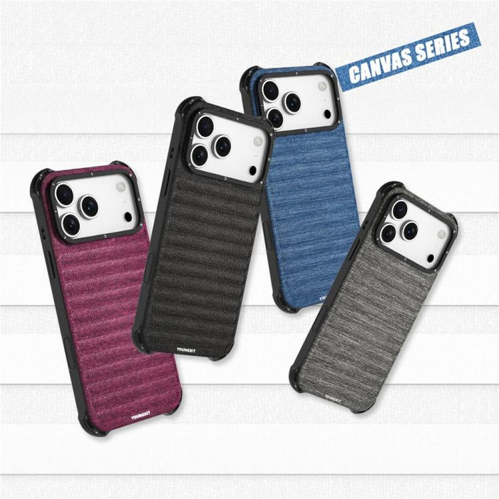 Funda magnética para teléfono YOUNGKIT con textura de tela vaquera y TPU., For iPhone 17 Pro Max, For iPhone 17 Pro