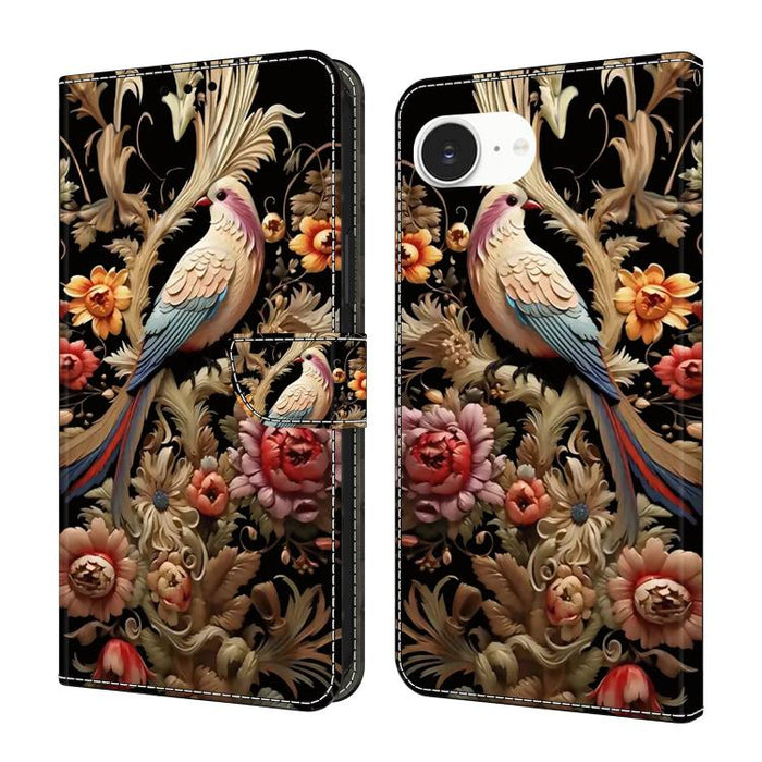 Funda para teléfono de cuero vegano pintado con efecto cristal, For iPhone 17e / 16e, For iPhone 17 Pro Max, For iPhone 17 Pro, For iPhone 17, For iPhone Air, For iPhone 16 Pro Max