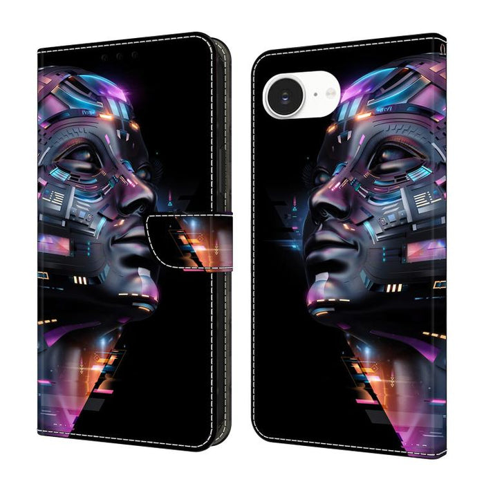 Funda para teléfono de cuero vegano pintado con efecto cristal, For iPhone 17e / 16e, For iPhone 17 Pro Max, For iPhone 17 Pro, For iPhone 17, For iPhone Air, For iPhone 16 Pro Max