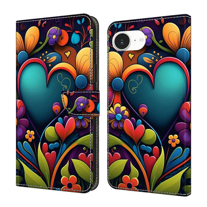 Funda para teléfono de cuero vegano pintado con efecto cristal, For iPhone 17e / 16e, For iPhone 17 Pro Max, For iPhone 17 Pro, For iPhone 17, For iPhone Air, For iPhone 16 Pro Max