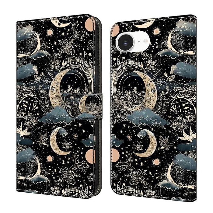 Funda para teléfono de cuero vegano pintado con efecto cristal, For iPhone 17e / 16e, For iPhone 17 Pro Max, For iPhone 17 Pro, For iPhone 17, For iPhone Air, For iPhone 16 Pro Max