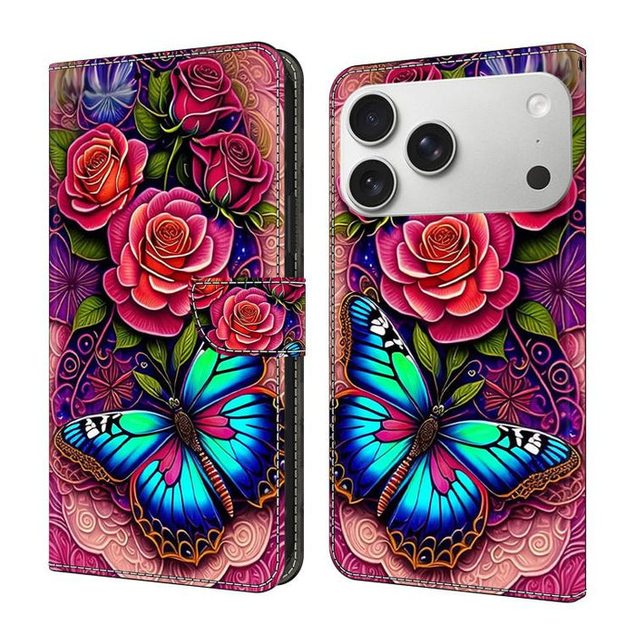 Funda para teléfono de cuero vegano pintado con efecto cristal, For iPhone 17e / 16e, For iPhone 17 Pro Max, For iPhone 17 Pro, For iPhone 17, For iPhone Air, For iPhone 16 Pro Max