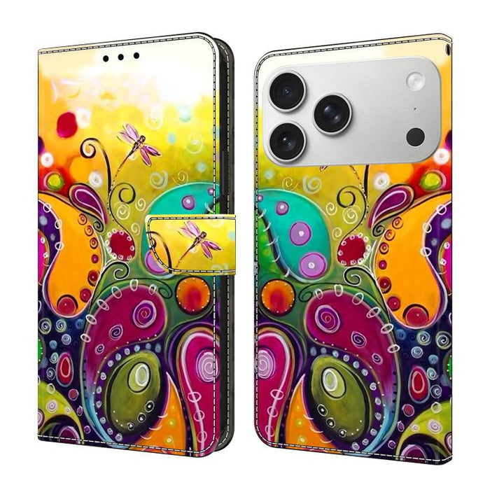 Funda para teléfono de cuero vegano pintado con efecto cristal, For iPhone 17e / 16e, For iPhone 17 Pro Max, For iPhone 17 Pro, For iPhone 17, For iPhone Air, For iPhone 16 Pro Max