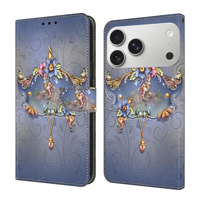 Funda para teléfono de cuero vegano pintado con efecto cristal, For iPhone 17e / 16e, For iPhone 17 Pro Max, For iPhone 17 Pro, For iPhone 17, For iPhone Air, For iPhone 16 Pro Max