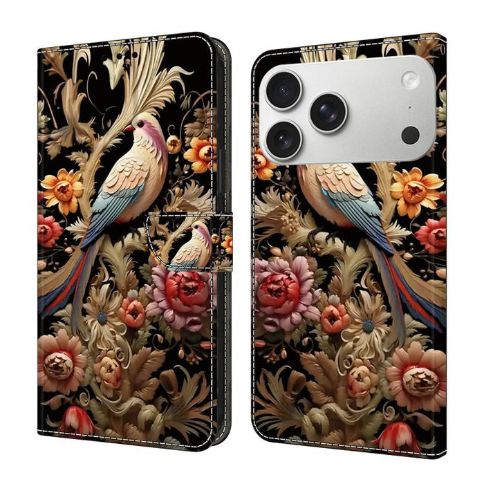 Funda para teléfono de cuero vegano pintado con efecto cristal, For iPhone 17e / 16e, For iPhone 17 Pro Max, For iPhone 17 Pro, For iPhone 17, For iPhone Air, For iPhone 16 Pro Max