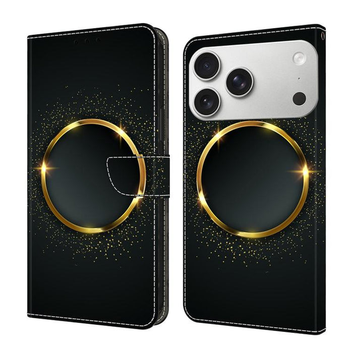 Funda para teléfono de cuero vegano pintado con efecto cristal, For iPhone 17e / 16e, For iPhone 17 Pro Max, For iPhone 17 Pro, For iPhone 17, For iPhone Air, For iPhone 16 Pro Max