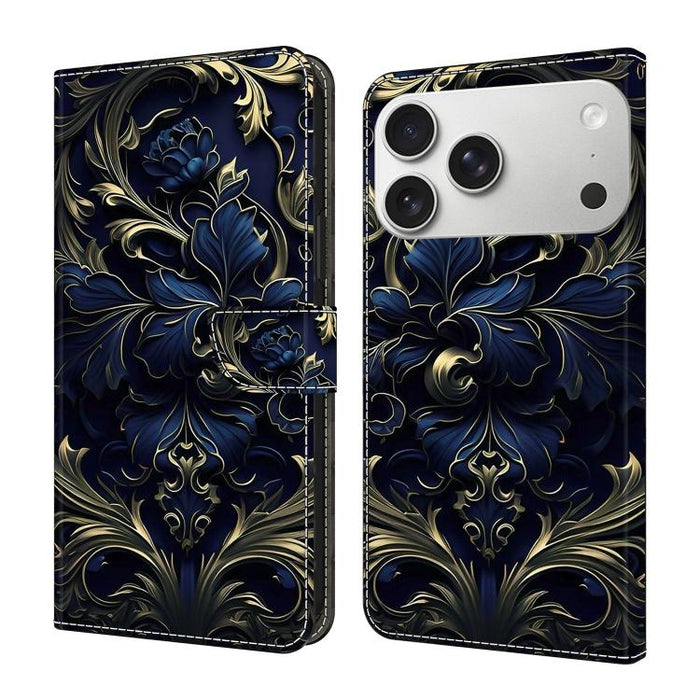Funda para teléfono de cuero vegano pintado con efecto cristal, For iPhone 17e / 16e, For iPhone 17 Pro Max, For iPhone 17 Pro, For iPhone 17, For iPhone Air, For iPhone 16 Pro Max