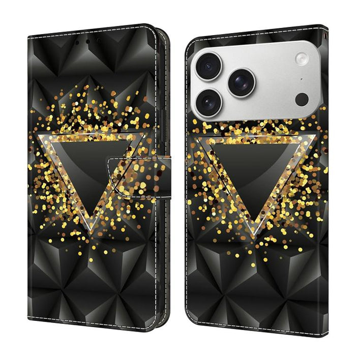 Funda para teléfono de cuero vegano pintado con efecto cristal, For iPhone 17e / 16e, For iPhone 17 Pro Max, For iPhone 17 Pro, For iPhone 17, For iPhone Air, For iPhone 16 Pro Max