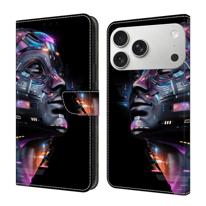 Funda para teléfono de cuero vegano pintado con efecto cristal, For iPhone 17e / 16e, For iPhone 17 Pro Max, For iPhone 17 Pro, For iPhone 17, For iPhone Air, For iPhone 16 Pro Max