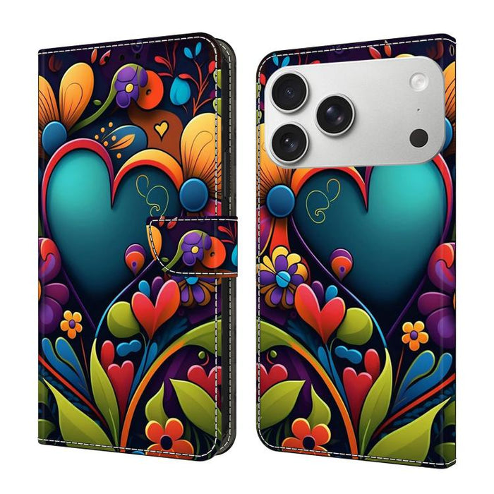 Funda para teléfono de cuero vegano pintado con efecto cristal, For iPhone 17e / 16e, For iPhone 17 Pro Max, For iPhone 17 Pro, For iPhone 17, For iPhone Air, For iPhone 16 Pro Max