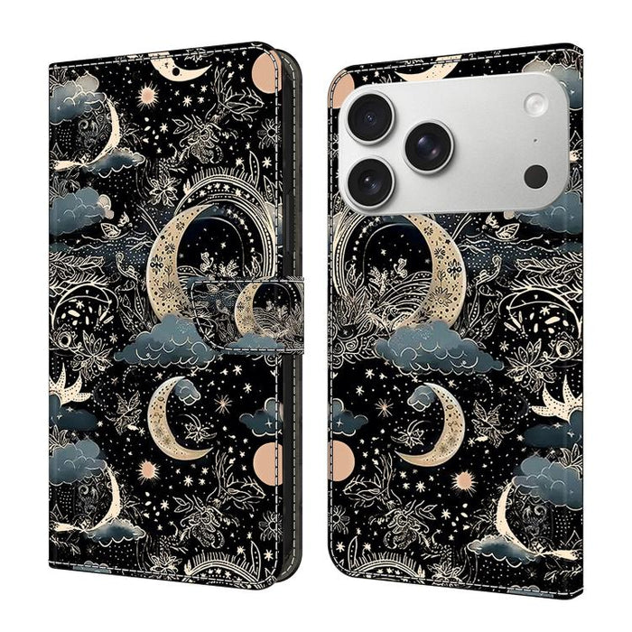 Funda para teléfono de cuero vegano pintado con efecto cristal, For iPhone 17e / 16e, For iPhone 17 Pro Max, For iPhone 17 Pro, For iPhone 17, For iPhone Air, For iPhone 16 Pro Max