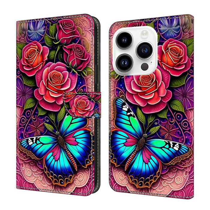 Funda para teléfono de cuero vegano pintado con efecto cristal, For iPhone 17e / 16e, For iPhone 17 Pro Max, For iPhone 17 Pro, For iPhone 17, For iPhone Air, For iPhone 16 Pro Max
