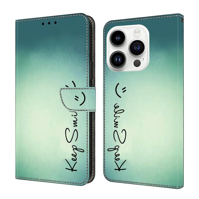 Funda para teléfono de cuero vegano pintado con efecto cristal, For iPhone 16 Pro, For iPhone 16, For iPhone 15 Pro Max, For iPhone 15 Pro, For iPhone 14 / 13, For iPhone 14 Pro