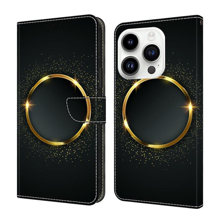 Funda para teléfono de cuero vegano pintado con efecto cristal, For iPhone 16 Pro, For iPhone 16, For iPhone 15 Pro Max, For iPhone 15 Pro, For iPhone 14 / 13, For iPhone 14 Pro
