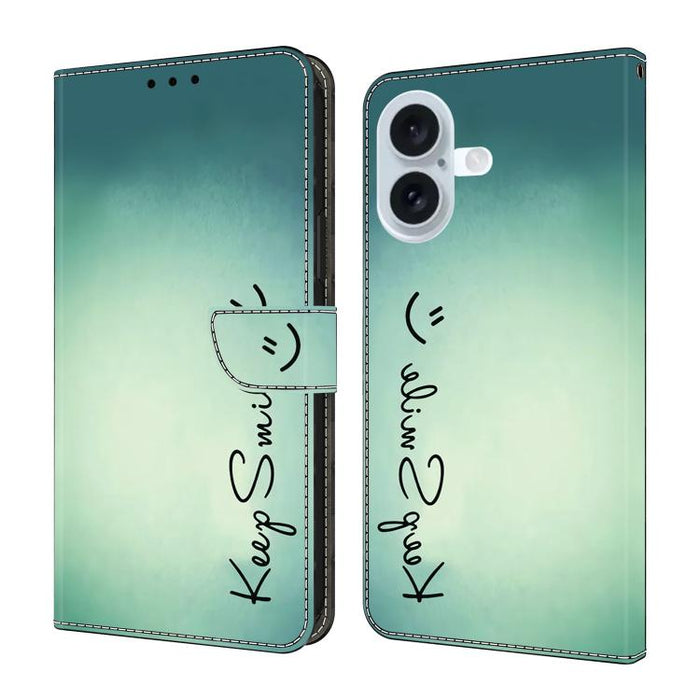 Funda para teléfono de cuero vegano pintado con efecto cristal, For iPhone 16 Pro, For iPhone 16, For iPhone 15 Pro Max, For iPhone 15 Pro, For iPhone 14 / 13, For iPhone 14 Pro