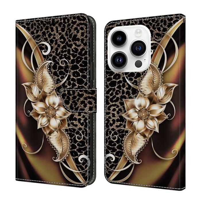 Funda para teléfono de cuero vegano pintado con efecto cristal, For iPhone 16 Pro, For iPhone 16, For iPhone 15 Pro Max, For iPhone 15 Pro, For iPhone 14 / 13, For iPhone 14 Pro
