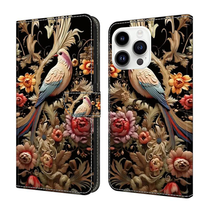 Funda para teléfono de cuero vegano pintado con efecto cristal, For iPhone 16 Pro, For iPhone 16, For iPhone 15 Pro Max, For iPhone 15 Pro, For iPhone 14 / 13, For iPhone 14 Pro