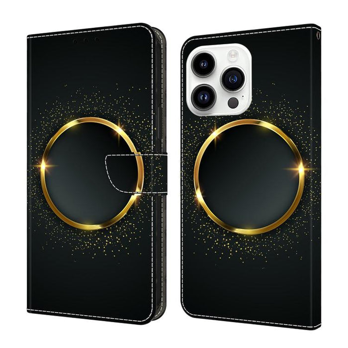 Funda para teléfono de cuero vegano pintado con efecto cristal, For iPhone 16 Pro, For iPhone 16, For iPhone 15 Pro Max, For iPhone 15 Pro, For iPhone 14 / 13, For iPhone 14 Pro