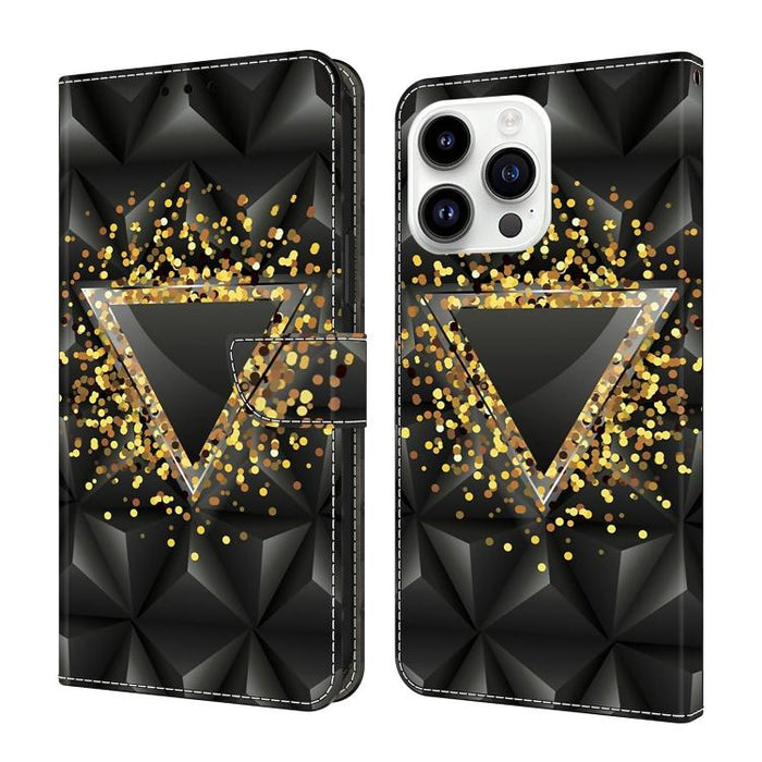 Funda para teléfono de cuero vegano pintado con efecto cristal, For iPhone 16 Pro, For iPhone 16, For iPhone 15 Pro Max, For iPhone 15 Pro, For iPhone 14 / 13, For iPhone 14 Pro