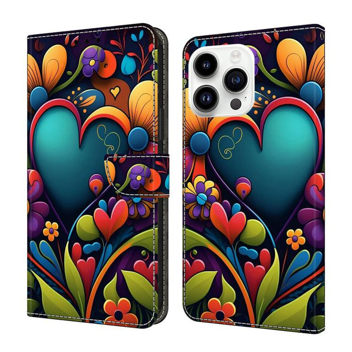 Funda para teléfono de cuero vegano pintado con efecto cristal, For iPhone 16 Pro, For iPhone 16, For iPhone 15 Pro Max, For iPhone 15 Pro, For iPhone 14 / 13, For iPhone 14 Pro