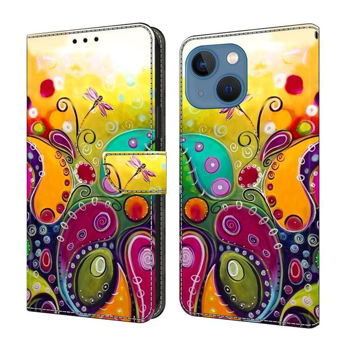 Funda para teléfono de cuero vegano pintado con efecto cristal, For iPhone 16 Pro, For iPhone 16, For iPhone 15 Pro Max, For iPhone 15 Pro, For iPhone 14 / 13, For iPhone 14 Pro
