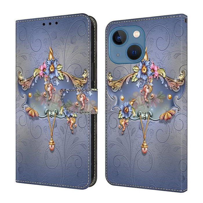 Funda para teléfono de cuero vegano pintado con efecto cristal, For iPhone 16 Pro, For iPhone 16, For iPhone 15 Pro Max, For iPhone 15 Pro, For iPhone 14 / 13, For iPhone 14 Pro
