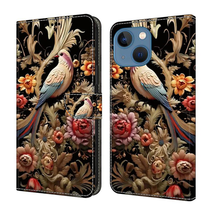 Funda para teléfono de cuero vegano pintado con efecto cristal, For iPhone 16 Pro, For iPhone 16, For iPhone 15 Pro Max, For iPhone 15 Pro, For iPhone 14 / 13, For iPhone 14 Pro